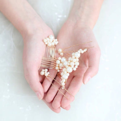 【ヘッドドレス】Audrey perl 5本セット ヘッドドレス ウェディング ブライダルアクセサリー [ AM-92 ]【結婚式 ヘアアクセサリー】