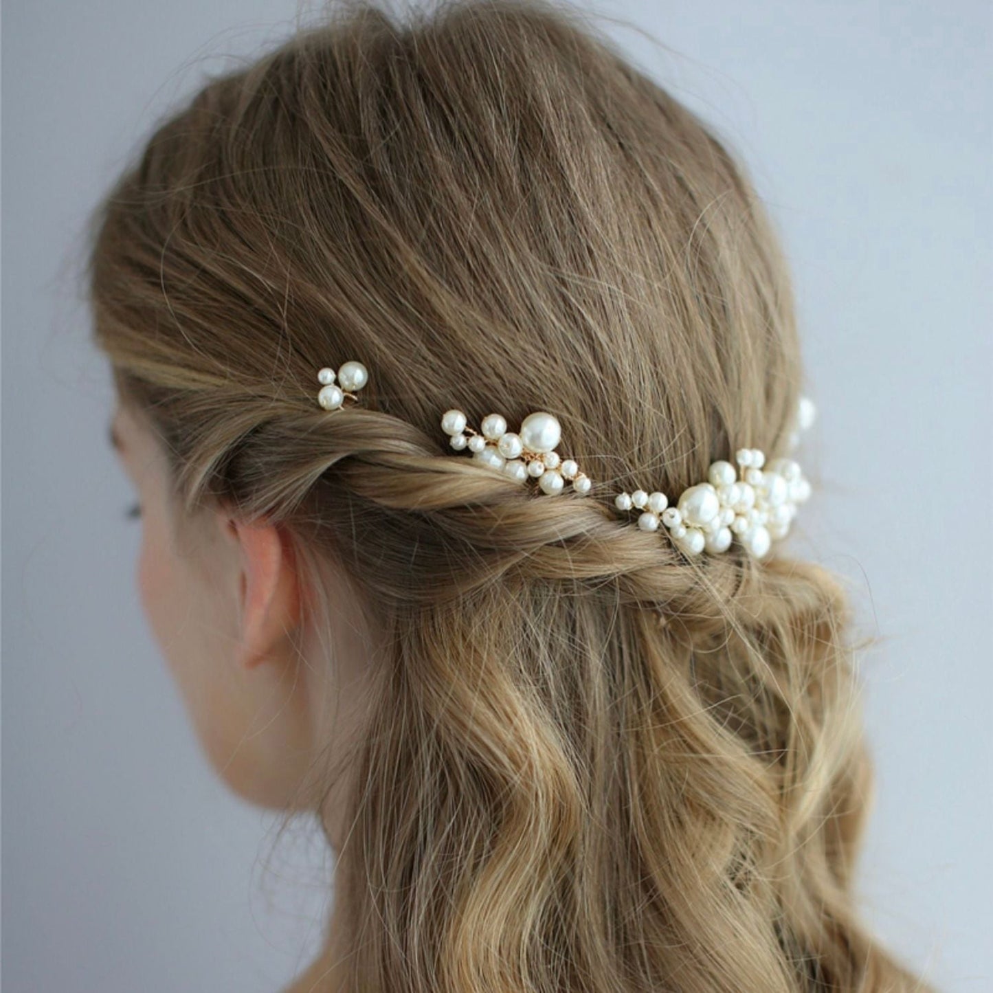 【ヘッドドレス】Audrey perl 5本セット ヘッドドレス ウェディング ブライダルアクセサリー [ AM-92 ]【結婚式 ヘアアクセサリー】