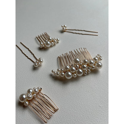 【ヘッドドレス】Audrey perl 5本セット ヘッドドレス ウェディング ブライダルアクセサリー [ AM-92 ]【結婚式 ヘアアクセサリー】