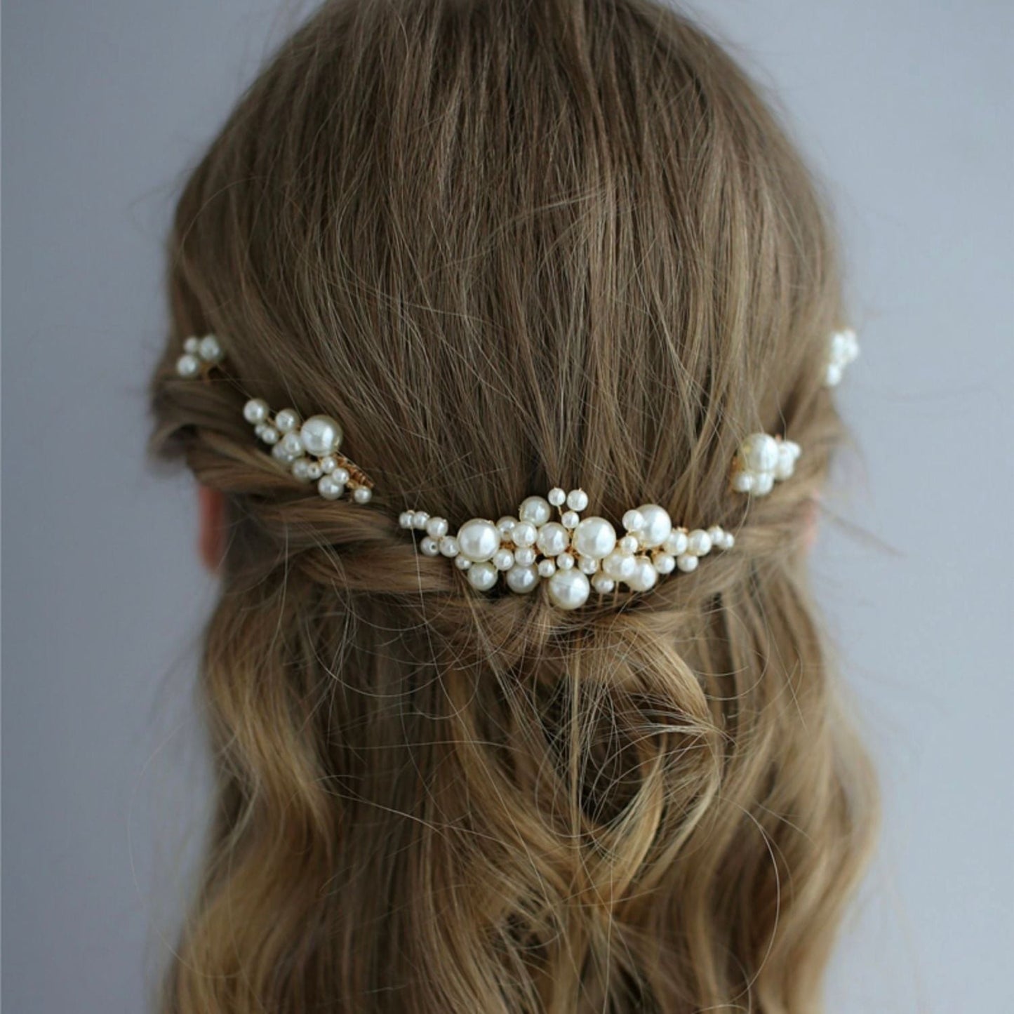 【ヘッドドレス】Audrey perl 5本セット ヘッドドレス ウェディング ブライダルアクセサリー [ AM-92 ]【結婚式 ヘアアクセサリー】