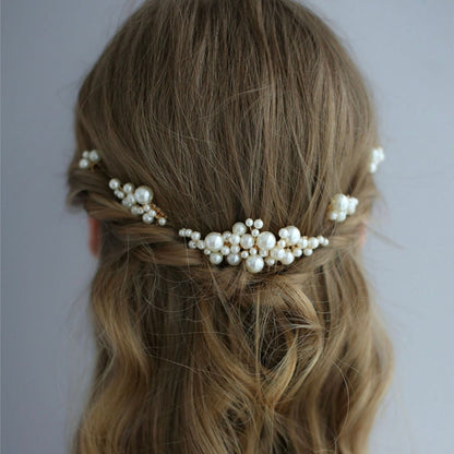 【ヘッドドレス】Audrey perl 5本セット ヘッドドレス ウェディング ブライダルアクセサリー [ AM-92 ]【結婚式 ヘアアクセサリー】