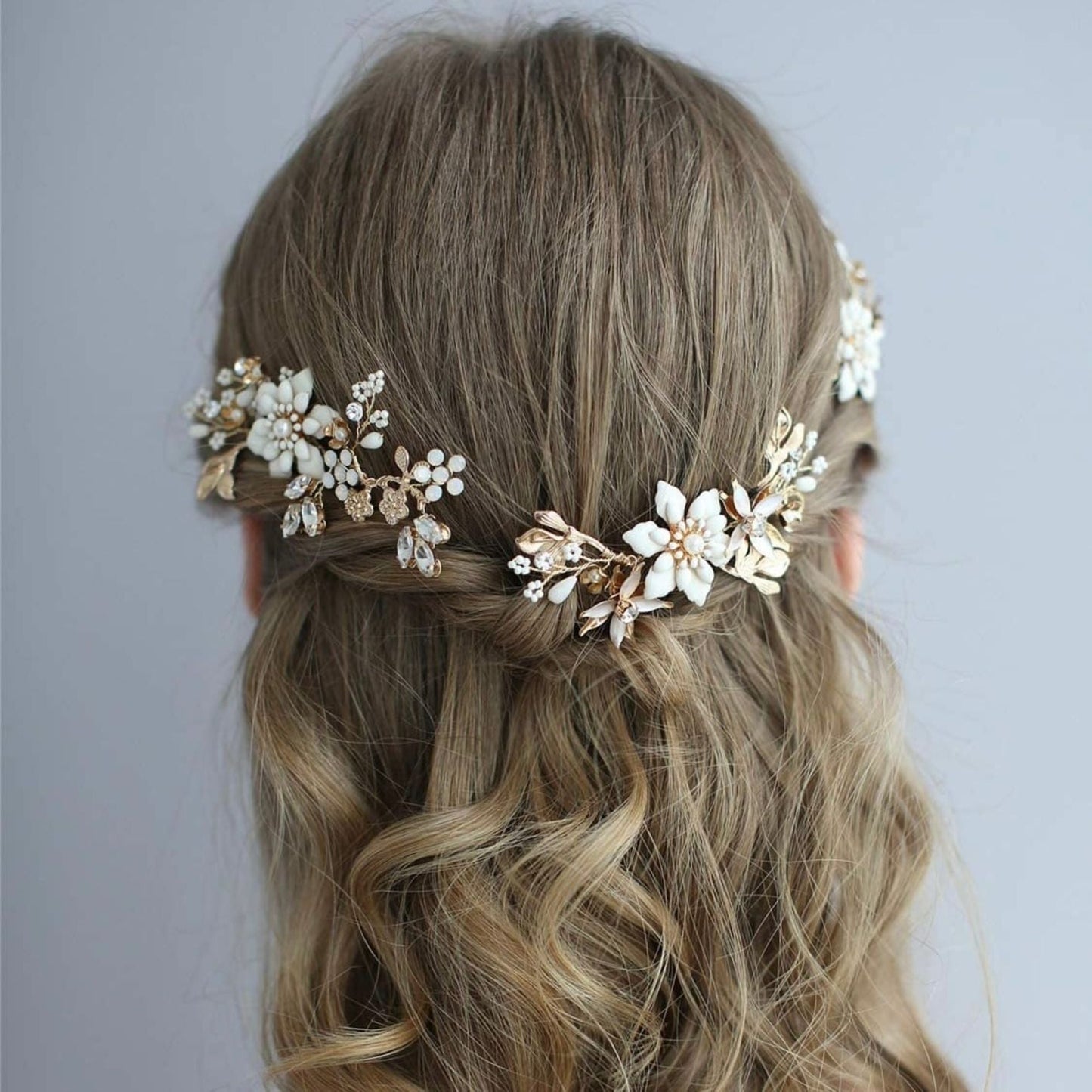 【ヘッドドレス】Bella flower 3本セット ヘッドドレス ウェディング ブライダルアクセサリー [ AM-93 ]【結婚式 ヘアアクセサリー】