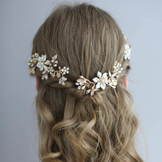 【ヘッドドレス】Bella flower 3本セット ヘッドドレス ウェディング ブライダルアクセサリー [ AM-93 ]【結婚式 ヘアアクセサリー】