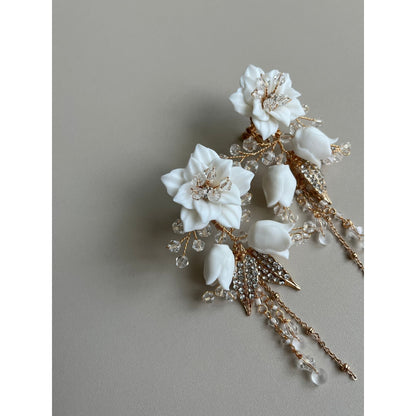 【イヤリング】Meaghan flower ウェディングアクセサリー イヤリング [ AM-94 ]【結婚式 ピアス イヤリング】
