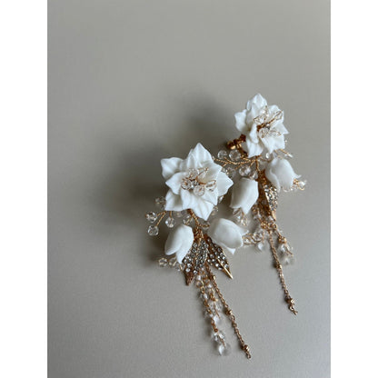 【イヤリング】Meaghan flower ウェディングアクセサリー イヤリング [ AM-94 ]【結婚式 ピアス イヤリング】