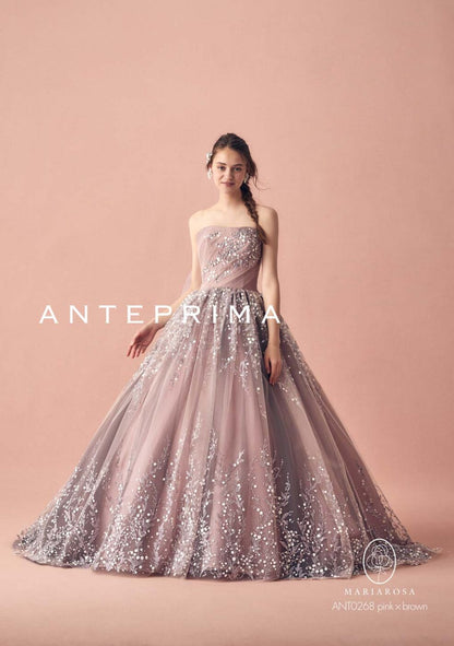 ANT0268_pink×brown【結婚式 カラードレス レンタル】