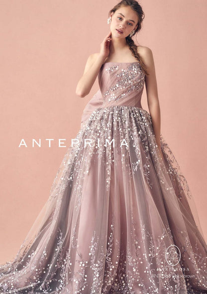 ANT0268_pink×brown【結婚式 カラードレス レンタル】