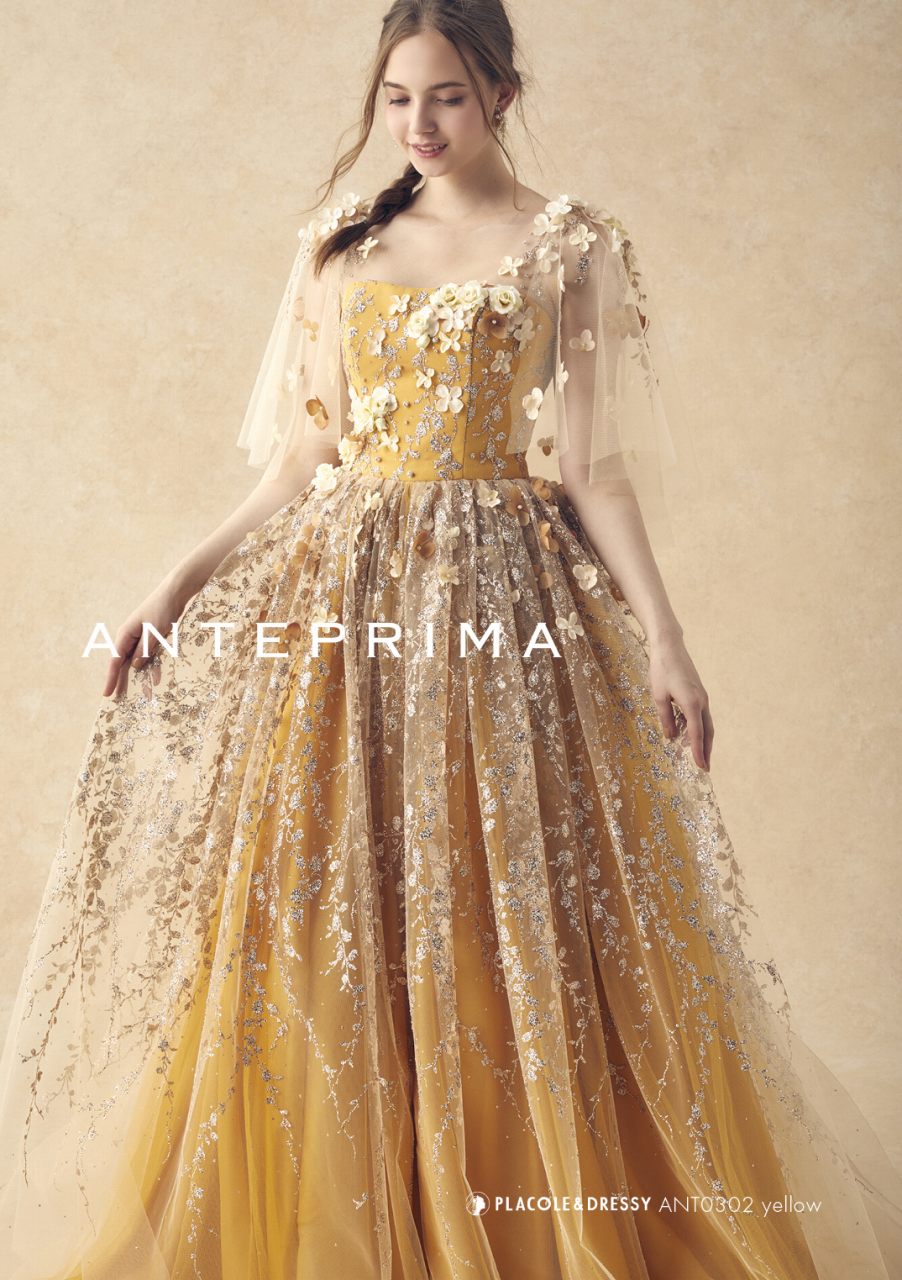 ANT0302 yellow【結婚式 カラードレス レンタル】