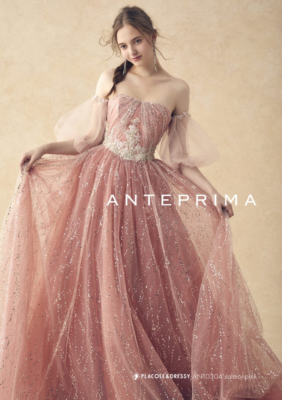 ANT0304 salmonpink【結婚式 カラードレス レンタル】