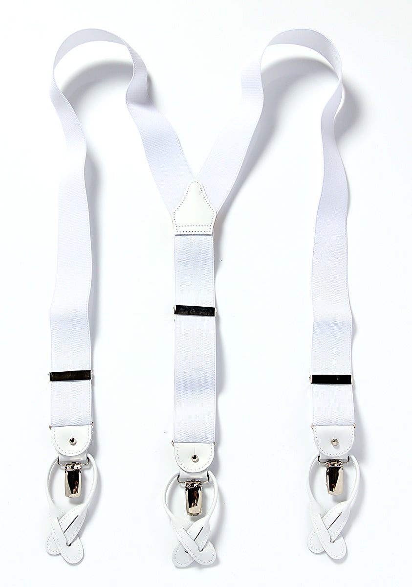 ALBERT THURSTON ( アルバートサーストン ) サスペンダー 2WAY エラスティック 無地 ホワイト 【結婚式 メンズ小物】