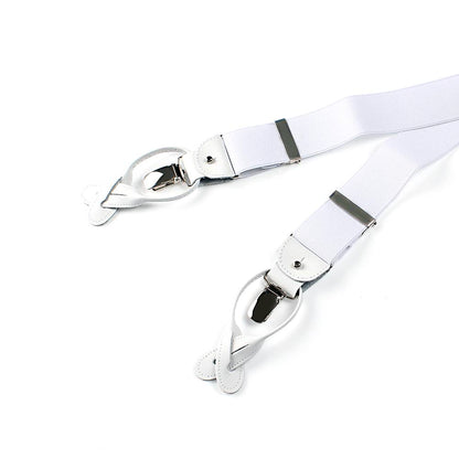 ALBERT THURSTON ( アルバートサーストン ) サスペンダー 2WAY エラスティック 無地 ホワイト 【結婚式 メンズ小物】