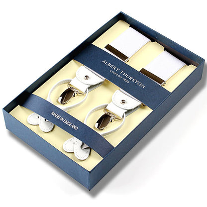 ALBERT THURSTON ( アルバートサーストン ) サスペンダー 2WAY エラスティック 無地 ホワイト 【結婚式 メンズ小物】