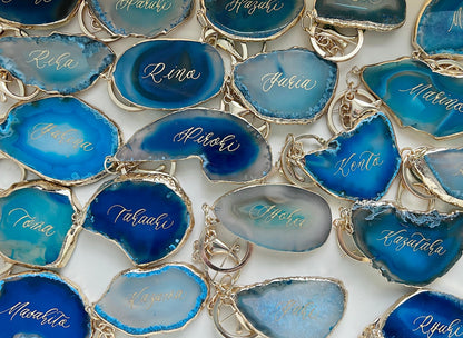 【結婚式 席札】ゴールドリムアゲートキーホルダー席札【結婚式 ペーパー 席札】