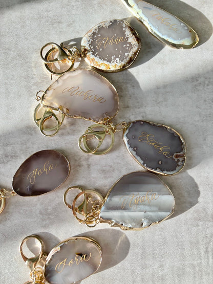 【結婚式 席札】ゴールドリムアゲートキーホルダー席札【結婚式 ペーパー 席札】