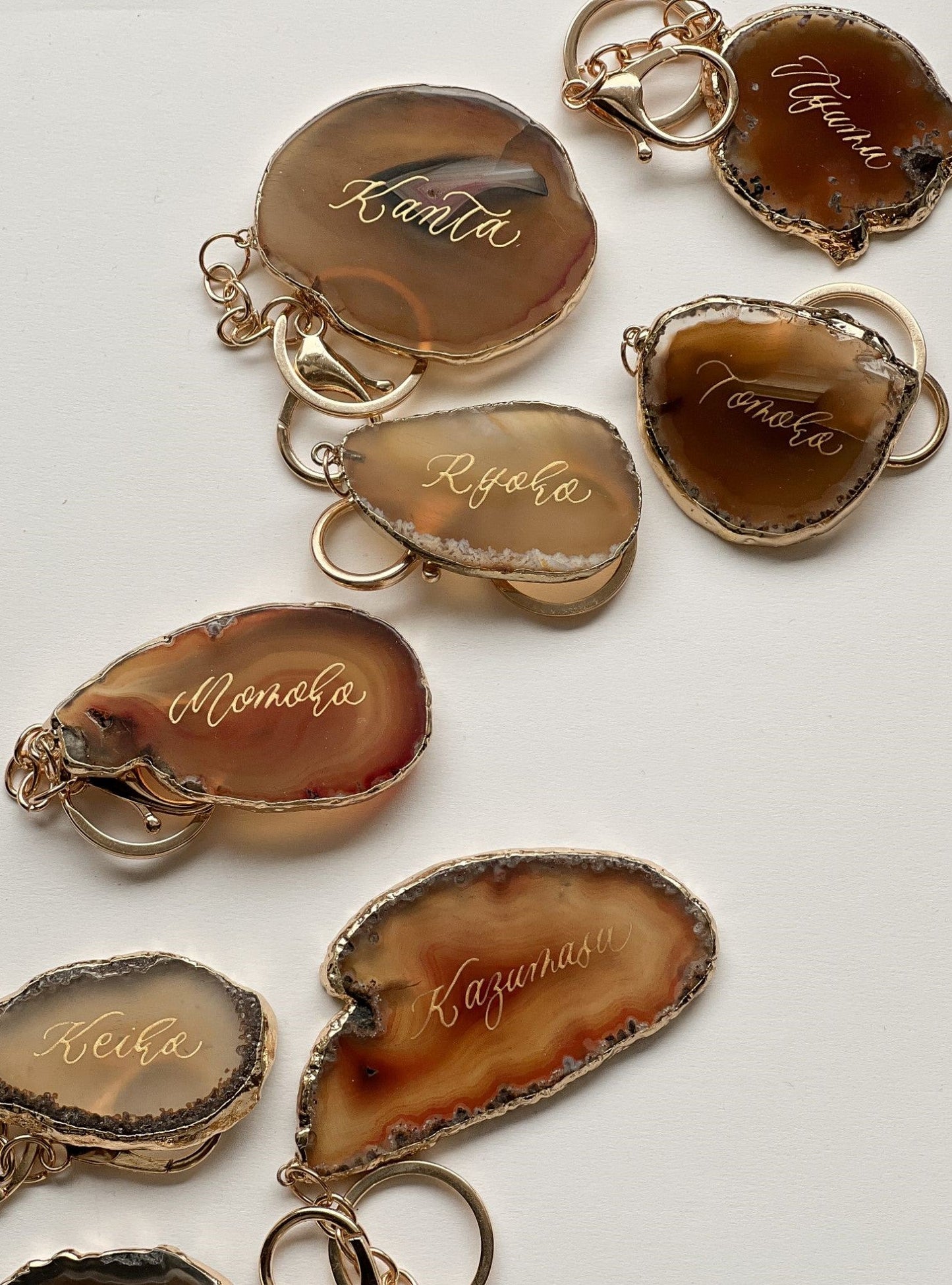 【結婚式 席札】ゴールドリムアゲートキーホルダー席札【結婚式 ペーパー 席札】