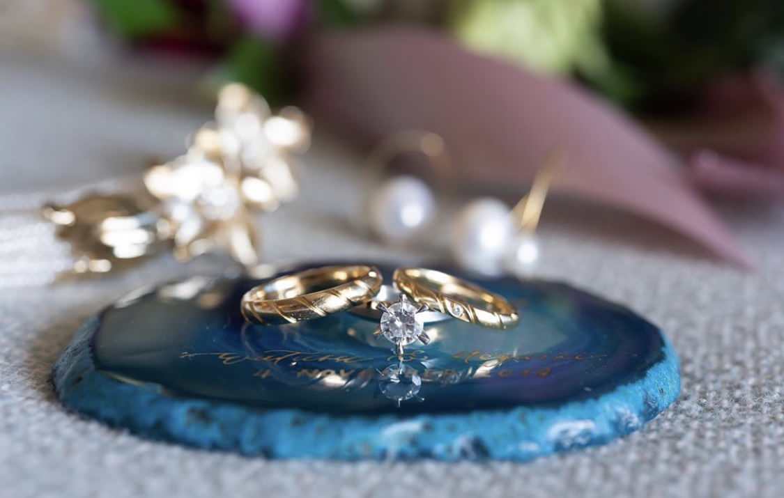 【リングプレート】アゲート(ブルー/ノーマル) 【結婚式 リングピロー】