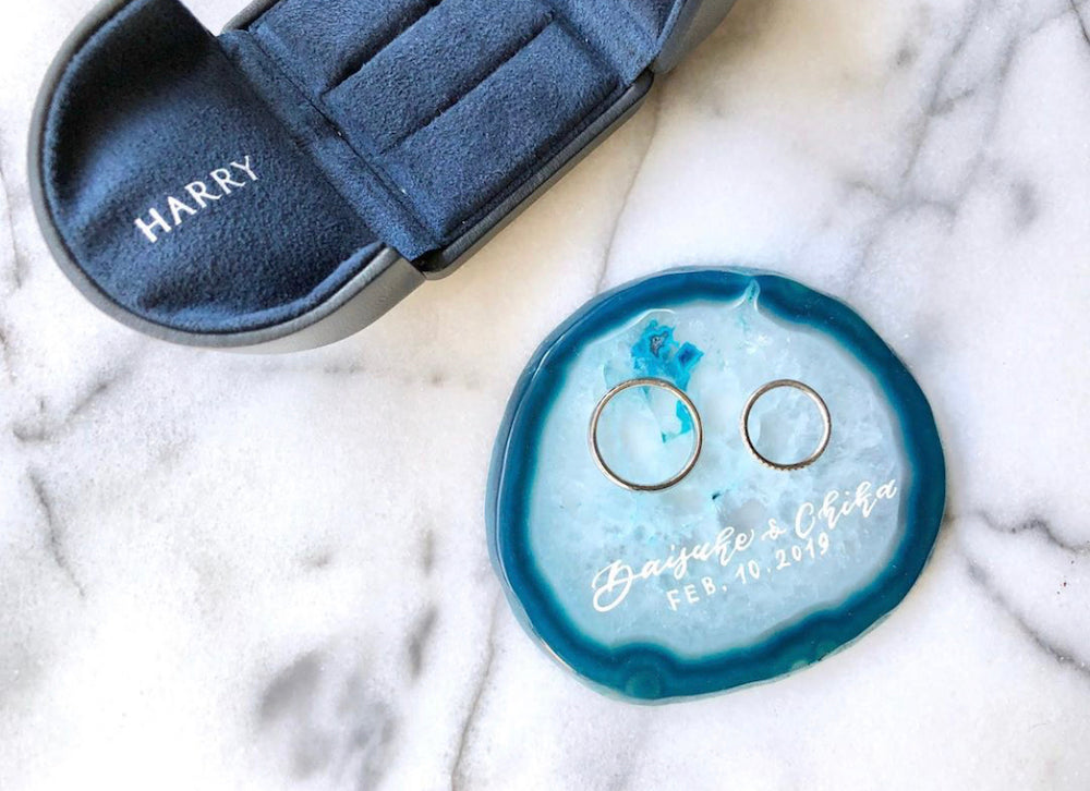 【リングプレート】アゲート(ブルー/ノーマル) 【結婚式 リングピロー】