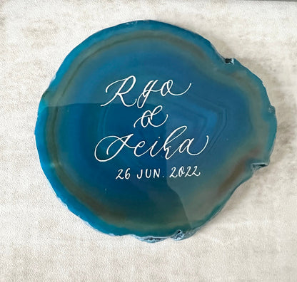 【リングプレート】アゲート(ブルー/ノーマル) 【結婚式 リングピロー】