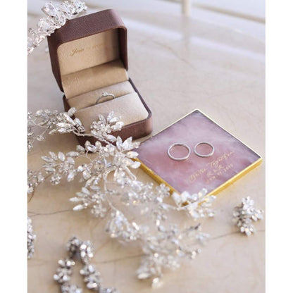 【リングプレート】クォーツ(ピンク/スクエア) 【結婚式 リングピロー】