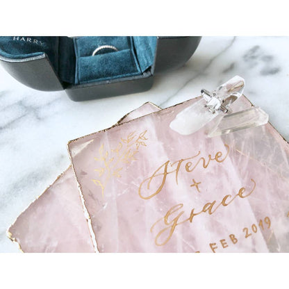 【リングプレート】クォーツ(ピンク/スクエア) 【結婚式 リングピロー】