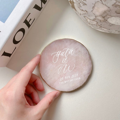 【リングプレート】クォーツ(ピンク/ラウンド) 【結婚式 リングピロー】