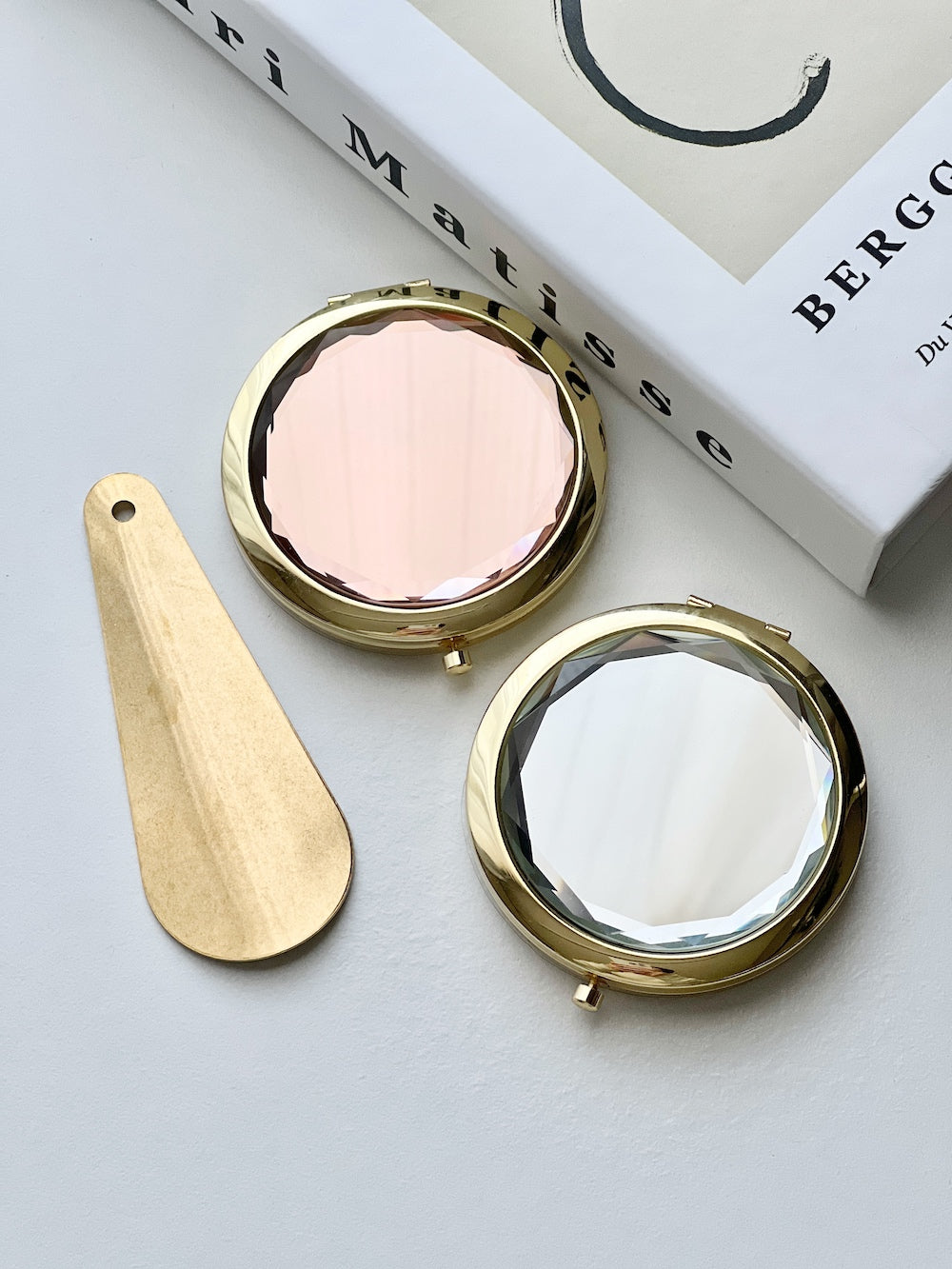 【2個セット】コンパクトミラー1個 × ゴールドシューホーン1個セット【結婚式 ペーパー 席札】