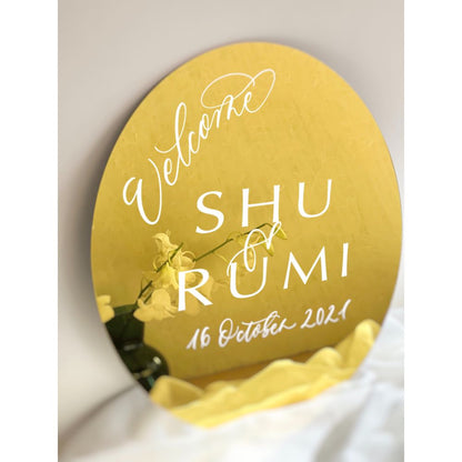 ウェルカムボード(ゴールドミラー/40cmラウンド) 【結婚式 ウェルカムボード オーダーメイド】