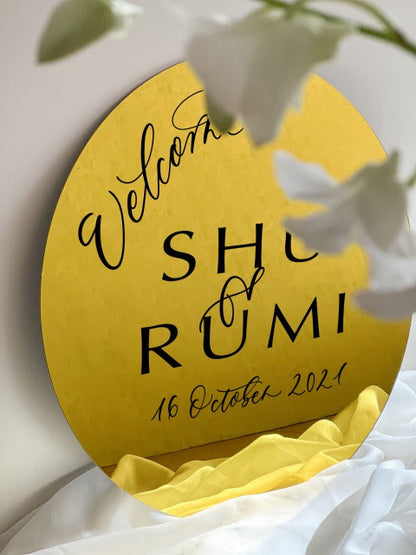 ウェルカムボード(ゴールドミラー/40cmラウンド) 【結婚式 ウェルカムボード オーダーメイド】