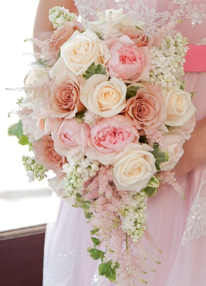 【生花】オーダーメイド/ オーバルブーケ・ティアドロップブーケ[セットプランAudrey] 【結婚式 フラワー 生花 ブーケ ブートニア オーダーメイド】