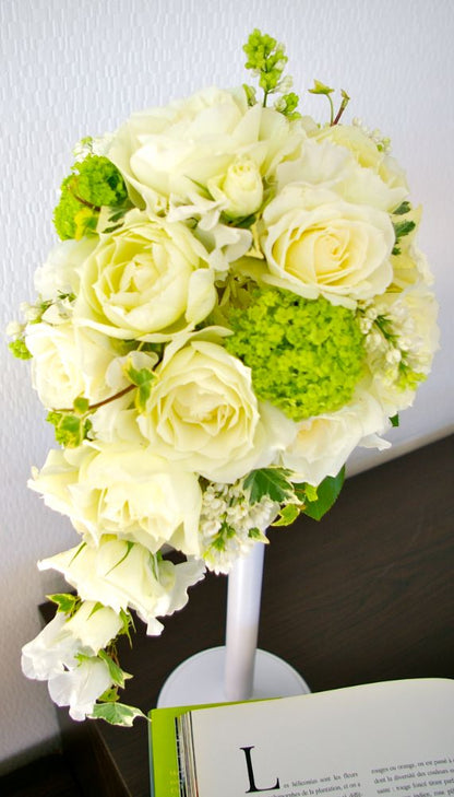 【生花】オーダーメイド/ オーバルブーケ・ティアドロップブーケ[セットプランAudrey] 【結婚式 フラワー 生花 ブーケ ブートニア オーダーメイド】