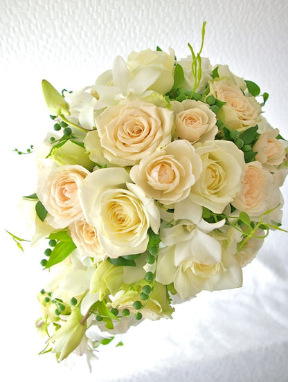 【生花】オーダーメイド/ オーバルブーケ・ティアドロップブーケ[セットプランAudrey] 【結婚式 フラワー 生花 ブーケ ブートニア オーダーメイド】