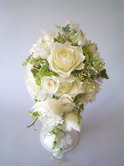 【生花】オーダーメイド/ オーバルブーケ・ティアドロップブーケ[セットプランAudrey] 【結婚式 フラワー 生花 ブーケ ブートニア オーダーメイド】