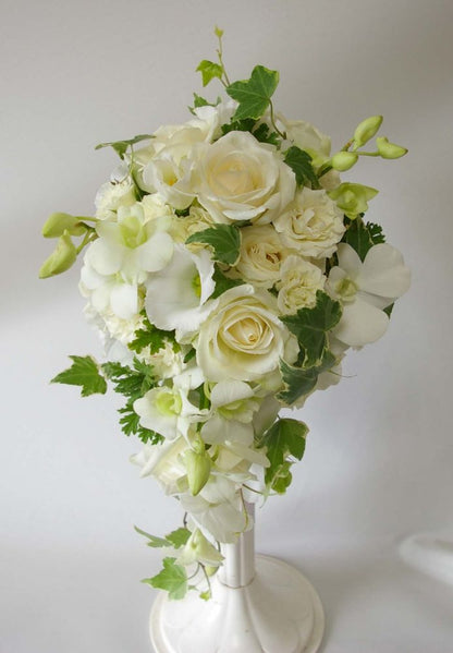 【生花】オーダーメイド/ オーバルブーケ・ティアドロップブーケ[セットプランAudrey] 【結婚式 フラワー 生花 ブーケ ブートニア オーダーメイド】