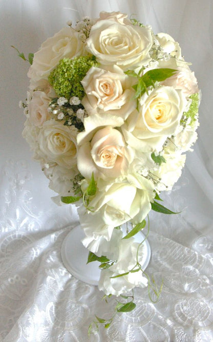 【生花】オーダーメイド/ オーバルブーケ・ティアドロップブーケ[セットプランAudrey] 【結婚式 フラワー 生花 ブーケ ブートニア オーダーメイド】