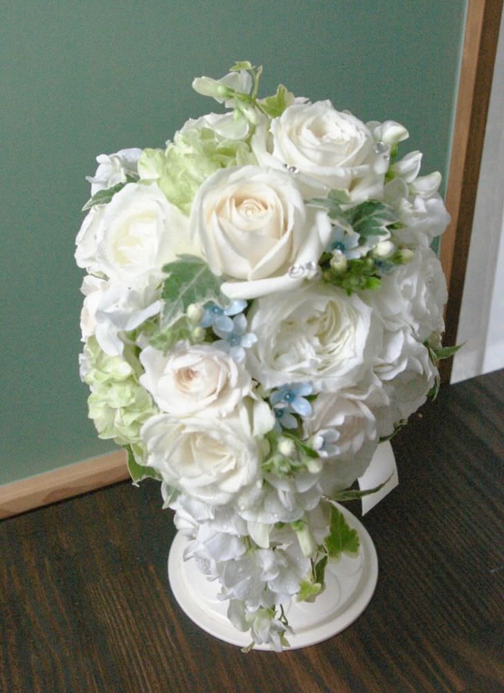 【生花】オーダーメイド/ オーバルブーケ・ティアドロップブーケ[セットプランAudrey] 【結婚式 フラワー 生花 ブーケ ブートニア オーダーメイド】