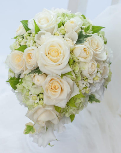 【生花】オーダーメイド/ オーバルブーケ・ティアドロップブーケ[セットプランAudrey] 【結婚式 フラワー 生花 ブーケ ブートニア オーダーメイド】