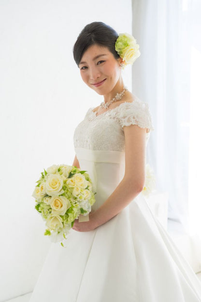 【生花】オーダーメイド/ オーバルブーケ・ティアドロップブーケ[セットプランAudrey]　【結婚式　フラワー　生花　ブーケ　ブートニア　オーダーメイド】