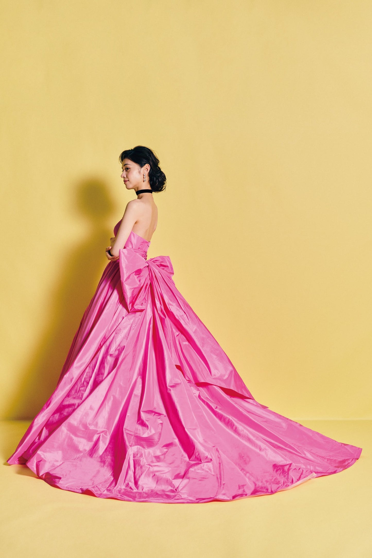 Petra ペトラ【カラードレス レンタル】Aライン タフタピンクドレス バックリボン 【結婚式】