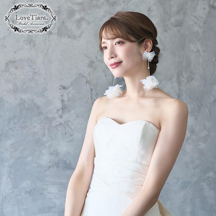 フルールオーガンジーピアス【結婚式　ピアス　イヤリング】