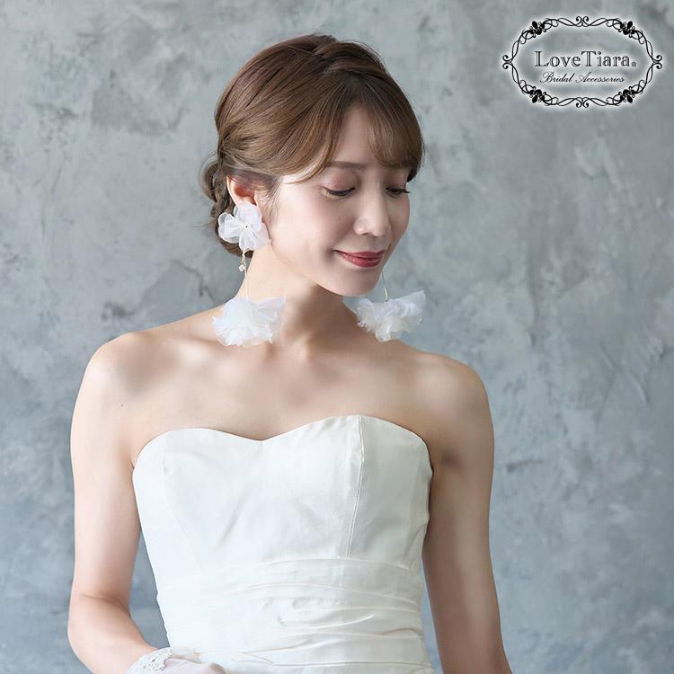 フルールオーガンジーピアス【結婚式　ピアス　イヤリング】