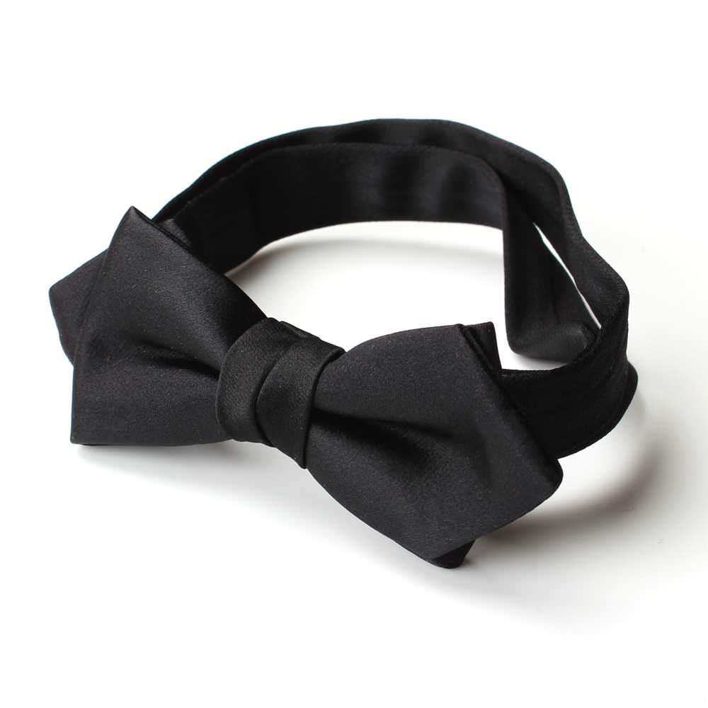 高級素材 拝絹地 使用 剣蝶タイ ブラック 【結婚式 蝶ネクタイ】