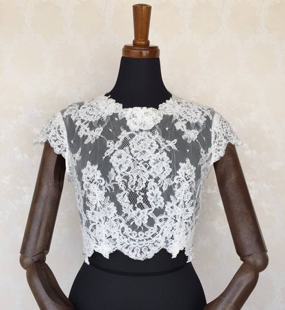 ウェディングドレス レース半袖ボレロ 【結婚式 ドレス小物 レンタル】