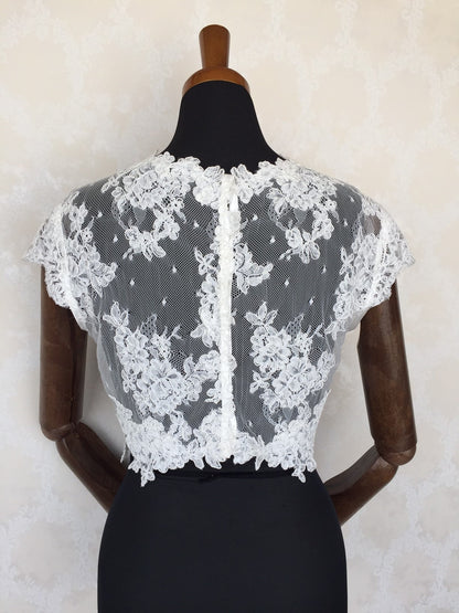 ウェディングドレス レース半袖ボレロ 【結婚式 ドレス小物 レンタル】