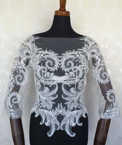 ウェディングドレス用 大人レースの長袖ボレロ 【結婚式 ドレス小物 レンタル】