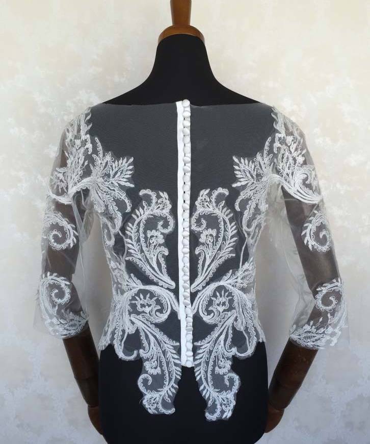 ウェディングドレス用 大人レースの長袖ボレロ 【結婚式 ドレス小物 レンタル】