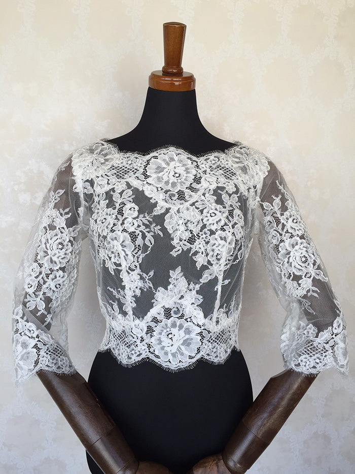 ウェディングドレス用レース長袖ボレロ(七分袖) 【結婚式 ドレス小物 レンタル】