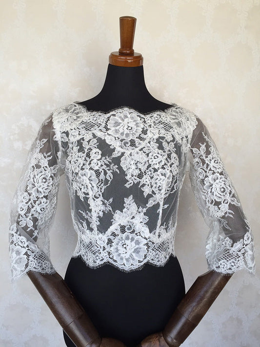 ウェディングドレス用レース長袖ボレロ(七分袖) 【結婚式 ドレス小物 レンタル】