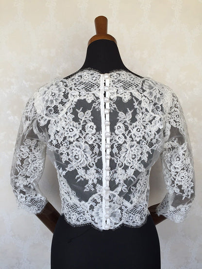 ウェディングドレス用レース長袖ボレロ(七分袖) 【結婚式 ドレス小物 レンタル】