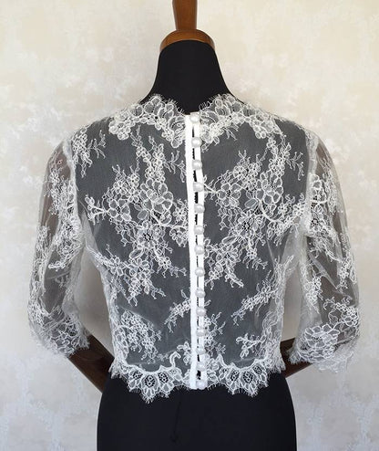 ウェディングドレス用☆繊細レースボレロ 七分袖 【結婚式 ドレス小物 レンタル】