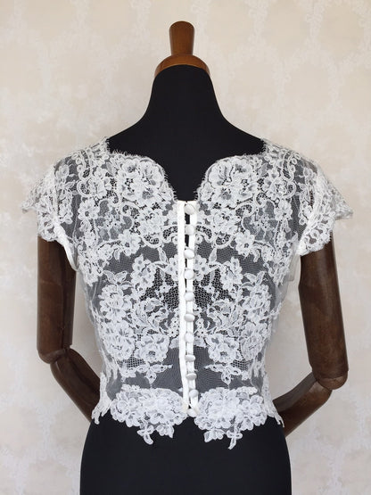 ウェディングドレス用Vネックレースプチスリーブボレロ 【結婚式 ドレス小物 レンタル】